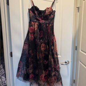 Lulu's Dark Floral Spaghetti Strap Dress
